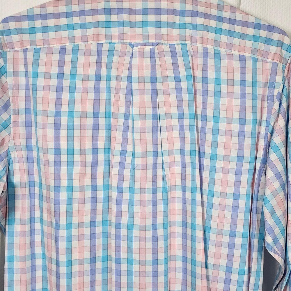 IZOD Mens Long Sleeve Button Down Shirt Plaid Blue Pink White Casual Size L - Picture 6 of 8